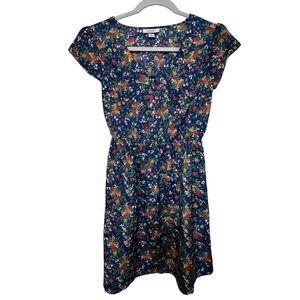 Tucker for Target Blue Floral Multicolor Mini Dress Pockets Summer Size Small